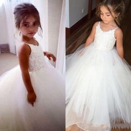 Spaghetti Applique Lace Little Girl Dress Ball Gown Cute Flower Girls' Dresses Beautiful Kids Formal Wear 273f