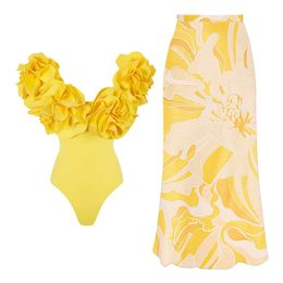 2024 High Quality Ruffle Bikini Set Printed Brazilian Biquini Women Swimwear Skirt Bathing Suit Girls Summer Beachwear Dress 240510
