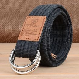 Belts Solid Colour Canvas Unisex Belt Alloy Double Ring Buckle Multicolor Woven Women's Campus Youth Boy Girl Waistband