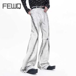 Men's Jeans FEWQ Niche Design Mens American Retro Style Graffiti Trousers 2024 Summer Street Bell Bottom 24X9094 Q240509