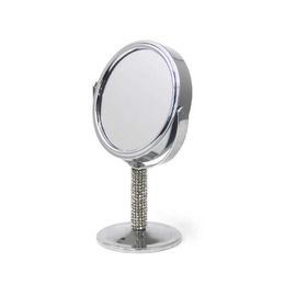 Compact Mirrors Desktop rotating makeup mirror countertop circular oval double-sided silver metal Q240509