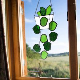 Decorative Figurines Acrylic Window Hanging Leaf Decoration Artificial Green Ivy Vine Living Room Wall