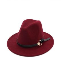 Fashion Wool Felt Jazz Cap Hat Wide Brim Panama Fedora Hats Men Women Unisex Trilby Fascinator Church Formal Top Hat5705229