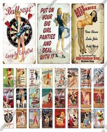 2022 Sexy Girls Vintage Metal Sign Iron Painting Plaque Ladys Poster Pin Up Girl Tin Signs Living Room Wall Decor Bar Pub Club Man8228232