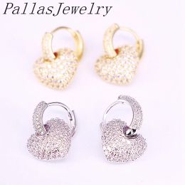 Earrings 5Pairs, 2020 earrings for women pave cz heart Hoop Earrings Gold silver color trendy women lover Valentine's gift jewelry