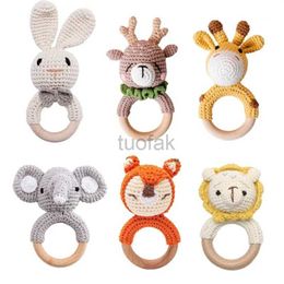 YSEQ Teethers Toys 1 baby tooth music rattlesnake childrens animal crochet elephant giraffe ring wooden gym Montessori toy d240509