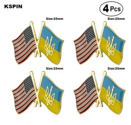 USA Ukraine Friendship Flag Pin Lapel Pin Badge Brooch Icons 4PC8533222