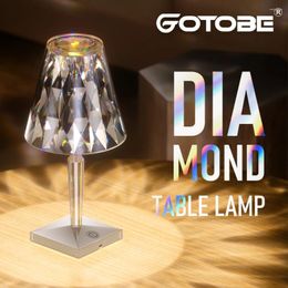 Night Lights LED Diamond Crystal Projection Charging 3 Colors Touch Control Restaurant Bar Bedside Home Decoration Lamp