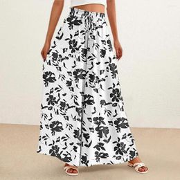 Women's Pants Stylish Women Bottoms Wide Leg Palazzo With Pockets For Casual Lounge Beach Wear High Waist Leisure