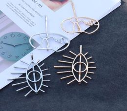 DHL Korean New Artsy Chic Alloy Gold Silver Big Eye Face Statement Bobby Pin Brief Hair Pin For Women Femme Hair Jewellery 7cm4747810