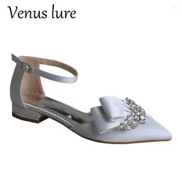 Casual Shoes Lure Wedding Decorative Flat Women Pointed Toe White Satin Bridal Flats