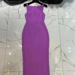 Casual Dresses Purple Sleeveless Sweetheart Neck 2024 High Quality Sexy Club Midi Dress For Women