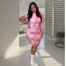 Plus Size Dresses L-4XL Spring Summer 2024 Women Clothing Fashion Short Sleeve Bodycon Sexy Midi Dress Female Outfits Drop