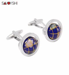 SAVOYSHI Novelty Tellurion Cufflinks for Mens High Quality Brand Acrylic Moving Globe Modelling Cuff Links Fashion Men Jewelry5795184