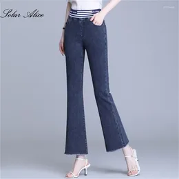 Women's Jeans 2024 Women's Spring/Summer Elastic Waist Micro-flare High-waisted Thin Frayed Large Size Ankle-Length