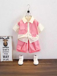 Clothing Sets Summer Baby Boy Clothes Set Children Patchwork Shirts And Shorts 2pcs Suit Teenage Fashion Short Sleeve Top Bottom Casual