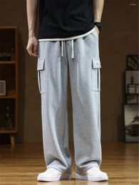 Women's Pants Sweatpants Men Drawstring Waist Sportswear Casual Track Spring Autumn Multi-Pockets Plus Size Loose Straight Trousers 8XL