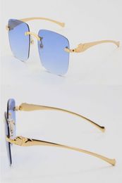 Whole Selling Luxury Leopard Series Metal Rimless Sunglasses 8300816 Large Square Sun glasses Classic pilots Metal Frame Simpl5976908