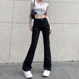 Women's Jeans Black Flared Women High Waist Slim Streetwear Denim Trousers Pants Lady Casual Boot Cut 2024 Autumn