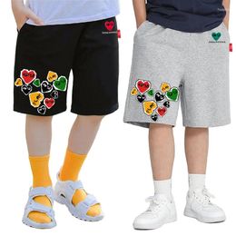 Shorts Kids Summer Heart Letter Embroidery Multiple Colour Pixel Print Cotton Thin Section Elastic Pocket