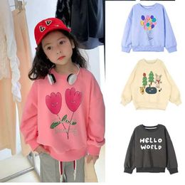 Pullover Girls sports shirt cartoon print top childrens long sleeved shirt fashionable autumn boy shirt cotton baby T-shirtL2405