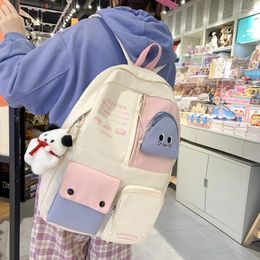 Backpack Girls Cute Student Schoolbag Large Capacity Multi-pocket Boys 2024 Fashion Trend Design Nylon Waterproof Textbook Bag