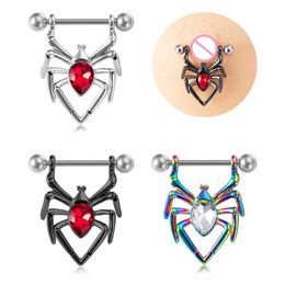 Nipple Rings 1 Pair Zircon Spider Bar Nipple Rings Shield Cover Barbell Sexy Piercings Breast Piercing Jewellery Surgical Steel Nipple Piercing Y240510