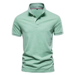 AIOPESON Cotton Mens Polos Solid Color Classic Polo Shirt Men Short Sleeve Top Quality Casual Business Social Polo Men 240509