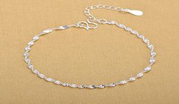 925 Sterling Silver Fashion Simple Elegant ed Link Chain Bracelets Jewellery For Woman Wave Anklet Gifts4034280