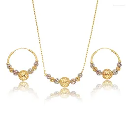 Necklace Earrings Set 18k Gold Plated Copper Trendy Fashion Jewelry Colorful Sets For Women's Anniversary Party Wedding Accessories