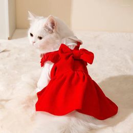 Dog Apparel Year Princess Dress Pet Clothes Sweet Clothing Dogs Super Small Cute Chihuahua Warm Autumn Winter Red Girl Mascotas