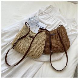 Evening Bags Straw Knitted Purses Milk White/Coffee Women Handbag Beach Bag Ladies Woven Side Handbags Travel Shoulder