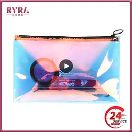 Storage Bags Cute Laser Colourful Pencil Case Transparent Jelly Bag Fashion Box Pencilcase School Supply Makeup