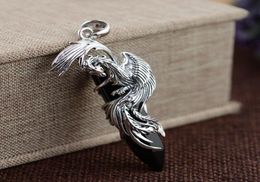 FNJ 925 Silver Phoenix Pendant 100 Pure S925 Solid Thai Silver Natural Black Stone Pendants for Women Men Jewellery Making 2103191561412