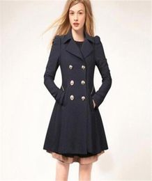 Women Coats Winter Trench Coat Fashion Solid Overcoat Turndown Collar Slim Outerwear Button Black Navy Beige Clothing8921402