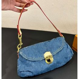 Evening Cowboy for Old Denim Shoulder Bag vintage Baguette Underarm Embroidery Bags Designer Hobo handbags messenger purses cross body fashion 2024-