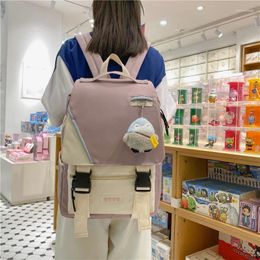 Backpack Women's Trend Colour Contrast Nylon Student Bagpack School Bag For Teenagers Girls Male Large Capacity Travel Rucksack