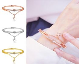 Bangle Women Diamond Star Charm Bangles Korean Fashion Rose Gold Silver Colour Bracelets Light Luxury Accessories Gifts For1136670