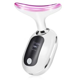 EMS Neck Beauty Device LED Pon Face Microcurrent Skin Lifting Firming Wrinkle Remover Reduce Double Chin 240430