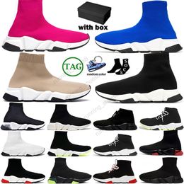 Mens Socks Shoes Designer Women Sock Men Speeds Graffiti White Black Red Beige Pink Clear Sole Lace-up Neon Yellow Speed Runner Trainers Platform Casual Sneakers