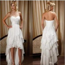 New Arrival Short Front Long Back Sweetheart Chiffon High Low Country Western Wedding Dresses 324j