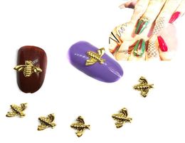 20Pcs Gold Bee Nail Art Decorations 3d Kawaii Animal Charms Decors Bling Nailart Supplies Alloy Ornaments on the Nails Design6437343
