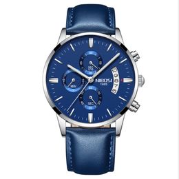 NIBOSI Brand Quartz Chronograph Excellent Mens Watches Stainless Steel Band Watch Luminous Date Life Waterproof Stylish Man Wristwatche 215r