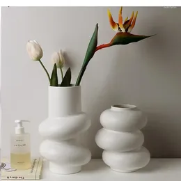 Vases European-style Pure White Ceramic Vase Simple Art Simulation Flower Arrangement Home Crafts Living Room Decoration Accessories
