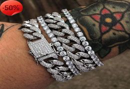 2021 Gold Silver Bracelets Jewelry Diamond Iced Out Chain Miami Cuban Link Bracelet Mens Hip Hop1697067