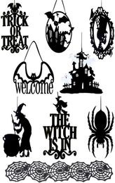 Halloween Hanging Sign Door Witch Signs Nonwoven Props House Letter Card Heloween Party Decor Supplies JK2009XB1194465