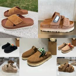 2024 Designer black brown Sandals Outdoor Sand beach Rubber Slipper Fashion Casual Heavy-bottomed buckle Sandal leather sports sandals