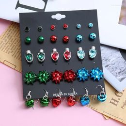 Stud Earrings 15 Pairs Cartoon Christmas Women Personality Drop Dangle Ear Studs