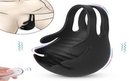 Vibrating Penis Massager Ring Sex Toys for Men Scrotum Bind Male Cage Delay Ejaculation Testicle Bondage Vibrators 2106232610094