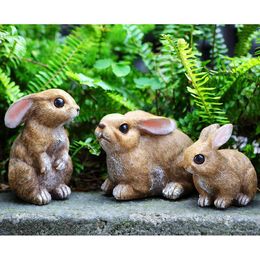 LEGIFO Decor Yard Set of 3, Decorations for Home Outdoor Statues, Easter Bunny Table Funny Garden Animals Statues Rabbit Figurines